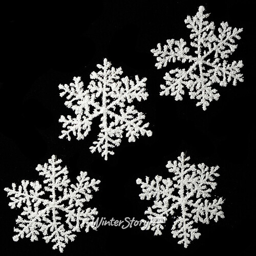 Елочное украшение "Снежинка" заснеженная 16см, 4шт, подвеска (Kaemingk)