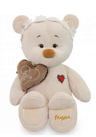 Мягкая игрушка медведь Masha с сердцем, 30см (в коробке)