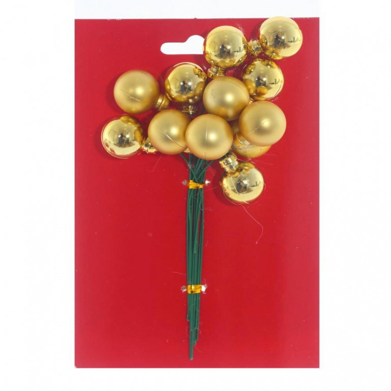Изделие декоративное "Ягоды", набор из 12 шт (20мм), L2 W2 H15 см золото