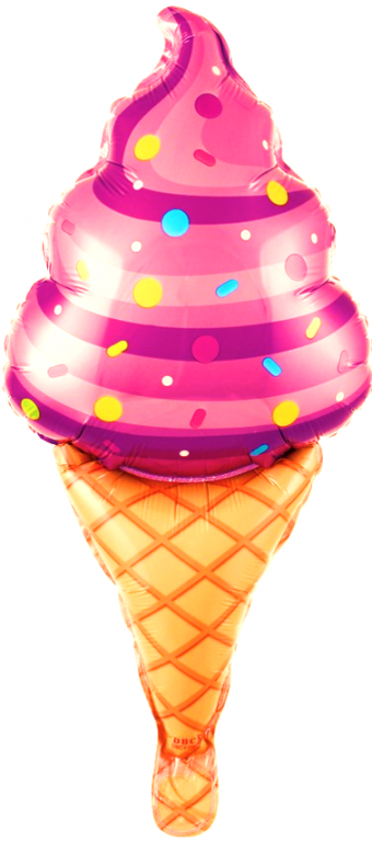 Шар с клапаном (17''/43 см) Мини-фигура, Мороженое, Вафельный рожок, Розовый ТОЛЬКО ВОЗДУХ