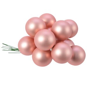 Гроздь стеклянных шаров на проволоке 2,5см нежно-розовый матовый 