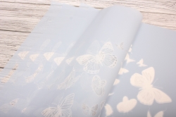 Упак. материал флористическая пленка "Снежные бабочки", 58 см х 58 см, 20 листов/упак., светло-голуб