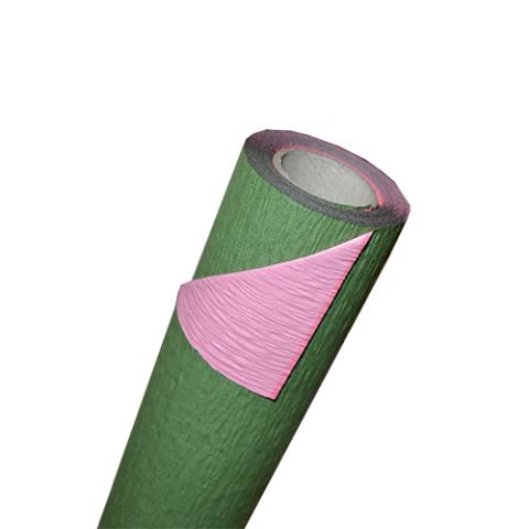 Упак. материал рельефная бумага,двухсторонняя 50см*5м темно-зел./розовый