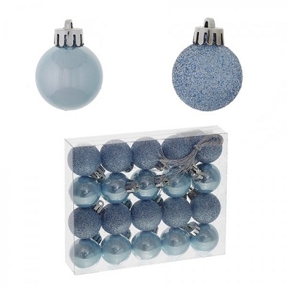 Украшение новогоднее шар "Снежок голубой" набор из 20шт D3 см