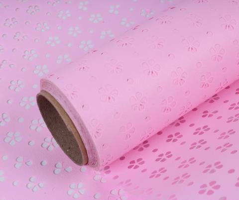 Упак. материал Ламинированный фетр "Цветочки" 60см*5м розовый