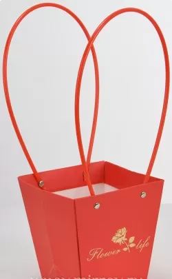 Пакет подарочный "Мастхэв. Flower life", малый, 13,5х9,5х15 см, 10 шт./упак., красный