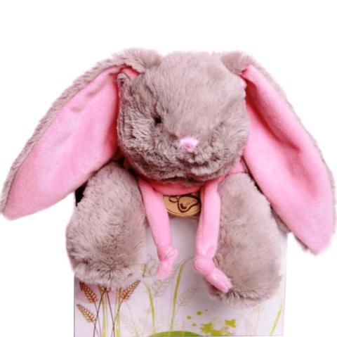 Игрушка мягкая Кролик 30см серый/розовый Lapkin