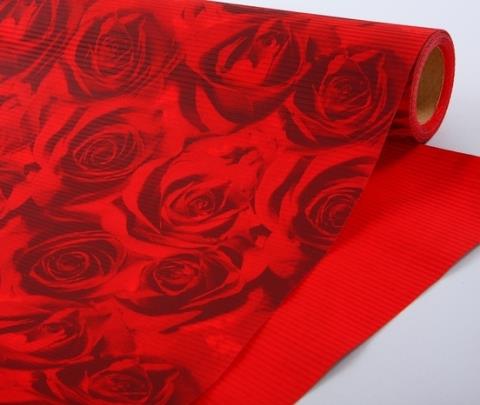 Бумага рельефная розы 70см х 10м красный