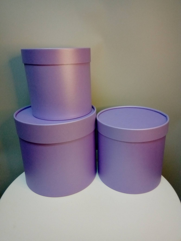 Шляпные коробки 3в1 с крышкой (21*21,18*18,16*16), темно-фиолетовый