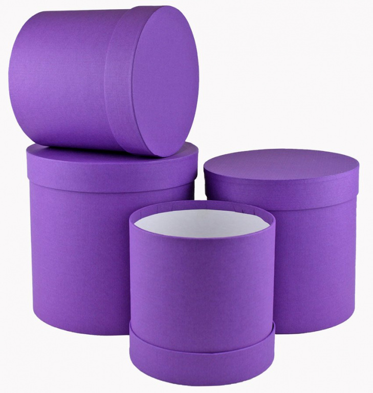 Набор круглых коробок №16  4в1, 20*20*20-15*15*15 перл. фиолетовый