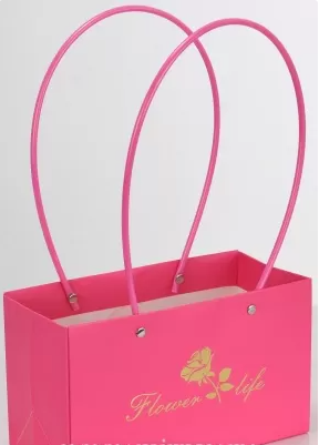 Пакет подарочный "Мастхэв. Flower life" прямоугольный, 22х10х13 см, 10 шт./упак., ярко-розовый