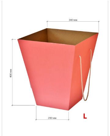 Коробка для цветов 200*340*400 L, розовая  10шт,/уп