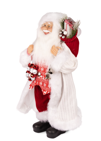Дед Мороз MAXITOYS, в Длинной Белой Шубке и Красной Жилетке, 60 см