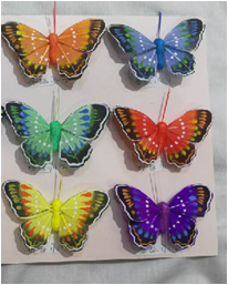 Бабочки перьевые 8см  (12шт в упаковке)