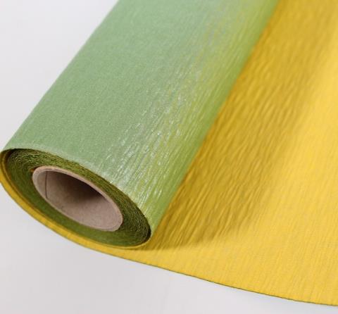 Упак. материал рельефная бумага, перламутр.,двухсторонняя 50см*5м оливковый/желтый