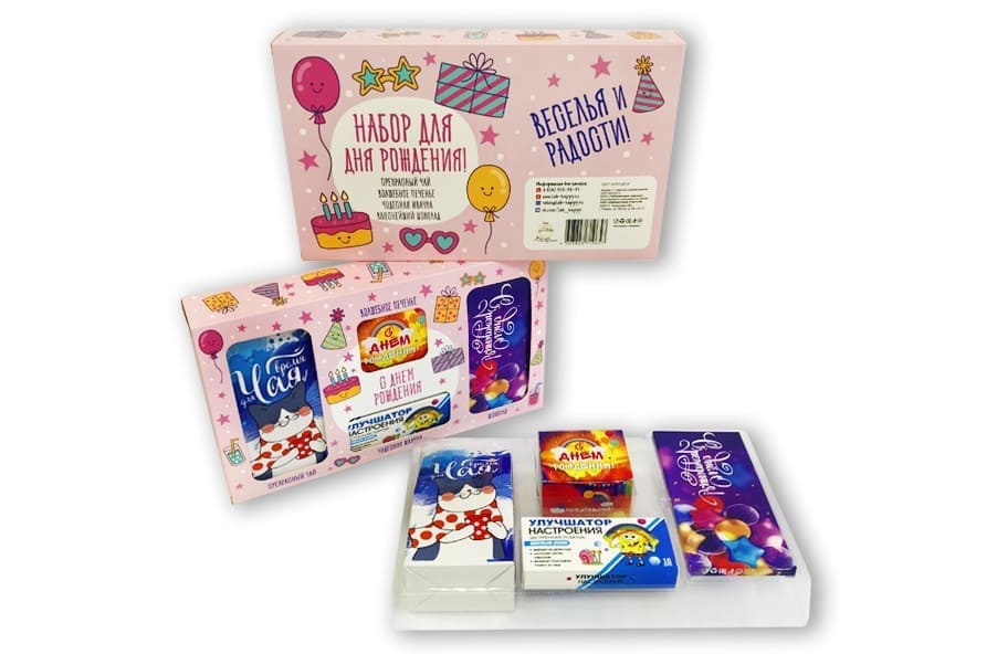 Подарочный набор из 4 продуктов- С днем рождения- розовый.