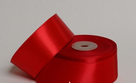 Лента атласная "Элит", на катушке (картон), односторонняя, 38 мм х 25 ярд, красный