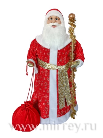 Новогодний сувенир Дед Мороз, 90 см, в красной шубке