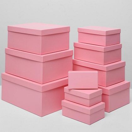 Набор коробок №10 10в1, размер 32*19,5*12,5*11,5*6,5*4 Розовый (Офсет)