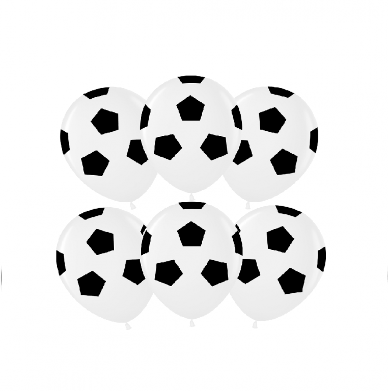Шар (12''/30 см) Футбольный мяч, Белый (200), пастель, 5 ст, 25 шт