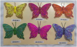 Бабочки перьевые 8см  (12шт в упаковке) 