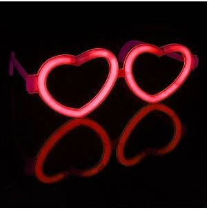 Флуоресцентные очки, Сердце, Красный, 20 см, 1 шт