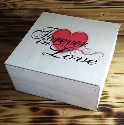 Коробка подарочная деревянная с накладной крышкой "Forever in love", 20*20*10 см 5057176