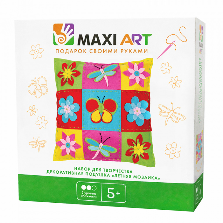 Набор для Творчества Maxi Art, Декоративная Подушка Летняя Мозаика, 25 см