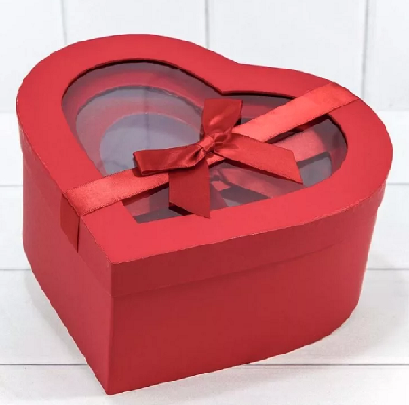 Набор коробок в форме сердца из 3-х шт. 25,8*24,5*12, 23,8*22,5*10, 21,3*20*8см