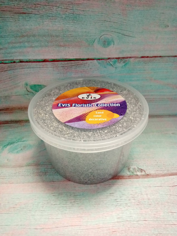 Песок цветной серебро Silver sand (кварцевая крошка, фракция 0,5-1мм) 