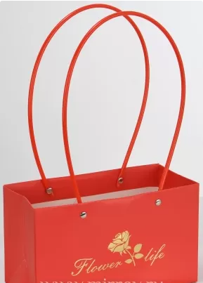 Пакет подарочный "Мастхэв. Flower life" прямоугольный, 22х10х13 см, 10 шт./упак., красный