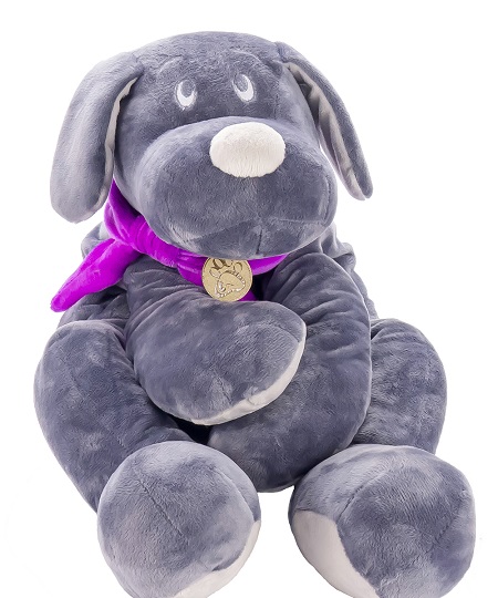 Игрушка мягкая Собака 30см серый/фиолетовый Lapkin