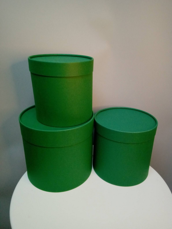 Шляпные коробки 3в1 с крышкой (21*21,18*18,16*16), темно-зеленый 