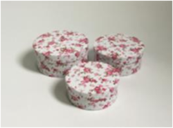 Набор коробок, круглые "Цветочки", 3шт 15x7.5cm, 13.5x6.2cm, 12x5.3cm	