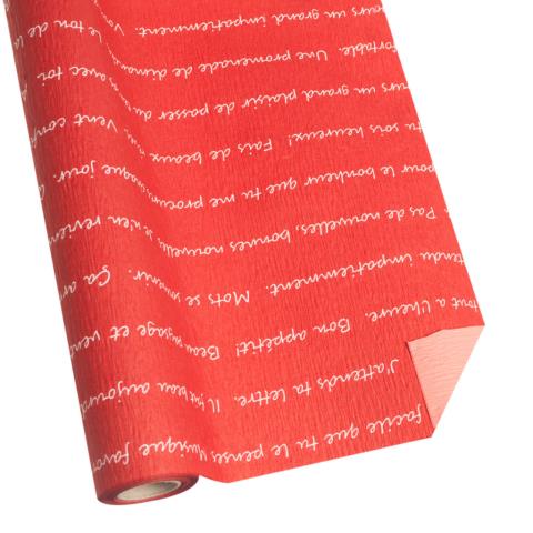 Упак. материал рельефная бумага "Письмо",двухсторонняя 50см*5м белый на красном.