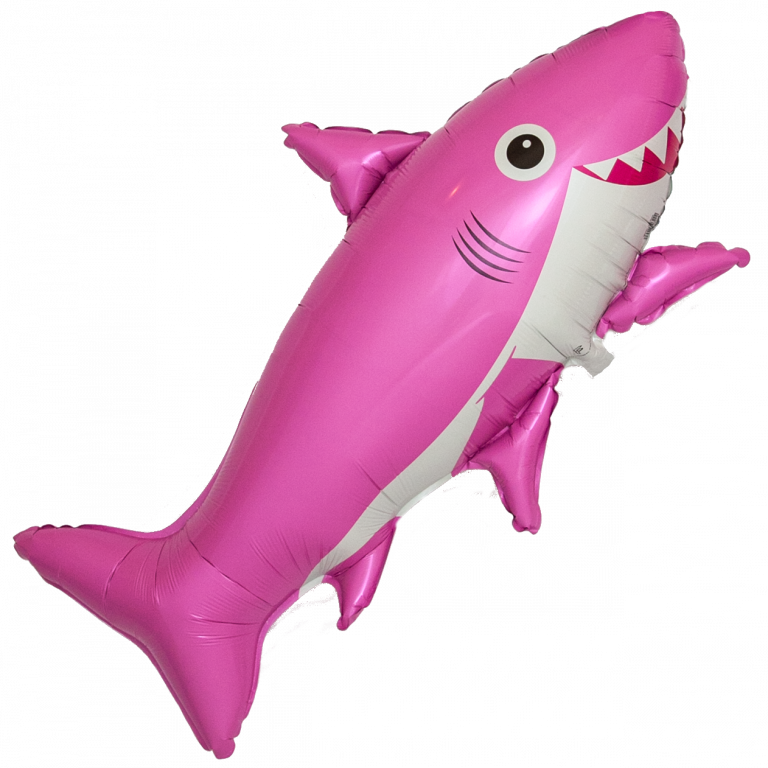 Шар (39''/99 см) Фигура, Счастливая акула, Розовый