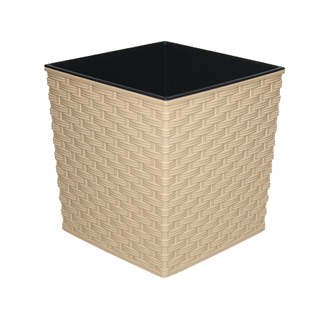 Кашпо JUKA 30*30*31 rattan кофе (cappuccino) с вкладышем
