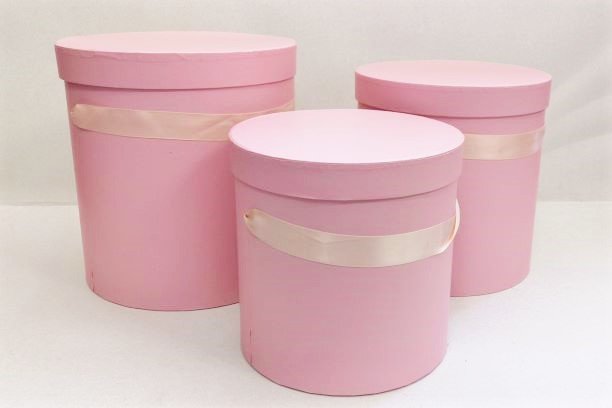Набор коробок "Цилиндры Венти" 24,5*22,5см, 21,5*22,5см, 19,5*19,5см, 3шт, розовый