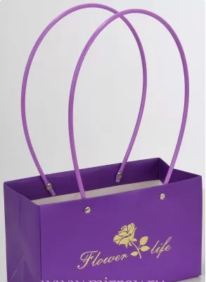 Пакет подарочный "Мастхэв. Flower life" прямоугольный, 22х10х13 см, 10 шт./упак., фиолетовый