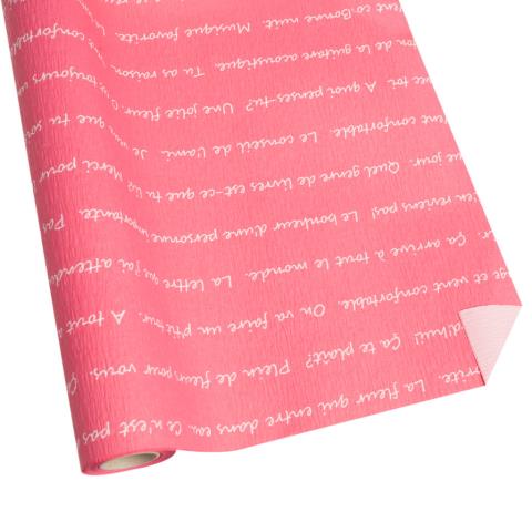 Упак. материал рельефная бумага "Письмо",двухсторонняя 50см*5м белый на розовом.