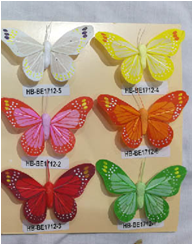 Бабочки перьевые 8см  (12шт в упаковке) 