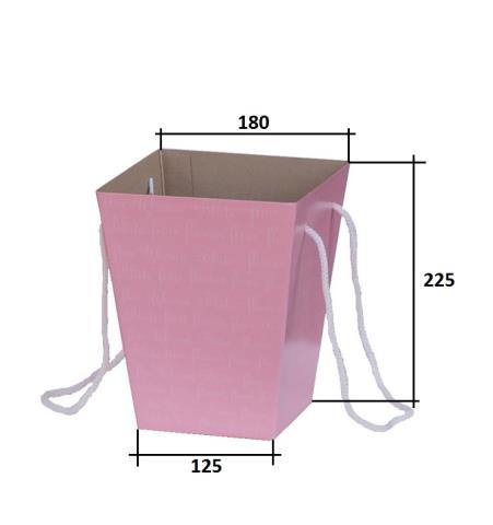 Коробка для цветов 125*180*225 розовая 10шт,/уп