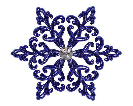 Снежинка КРИСТАЛЛ металлизированная синяя, 12 см (Вика)