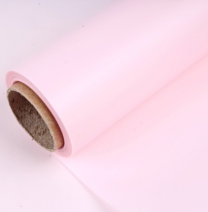 Упак. материал пленка матовая "Флер" прозрачная 58см*10м бледно розовый