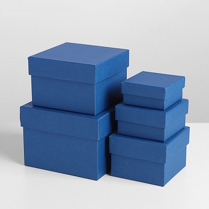 Набор коробок №2 5в1, 21*21*21-12,5*12,5*12,5 ярко-синий
