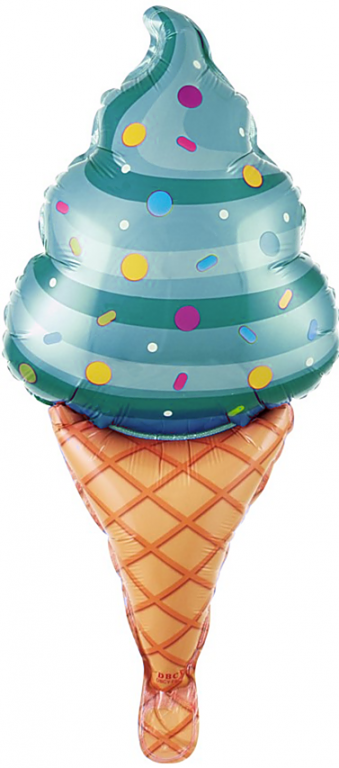 Шар с клапаном (17''/43 см) Мини-фигура, Мороженое, Вафельный рожок, Мятный ТОЛЬКО ВОЗДУХ