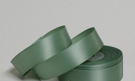 Лента атласная,  на катушке (картон), односторонняя, 25 мм х 25 ярд, зеленый шалфей (5 шт/упак)