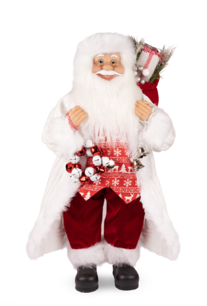 Дед Мороз MAXITOYS, в Длинной Белой Шубке и Красной Жилетке, 30 см