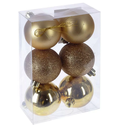 Украшение новогоднее шар "Снежок золотой" набор из 6шт D6 см