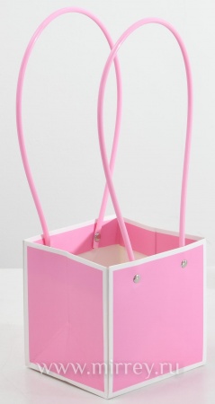 Пакет подарочный "Мастхэв с белой окантовкой", 12,5х11,5х12,5 см, 10 шт./упак., розовый фламинго